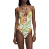 Desigual Beaded One-piece Swimsuit In Light Beige
