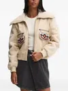 Desigual Beaded-pockets Bomber Jacket In Neutral