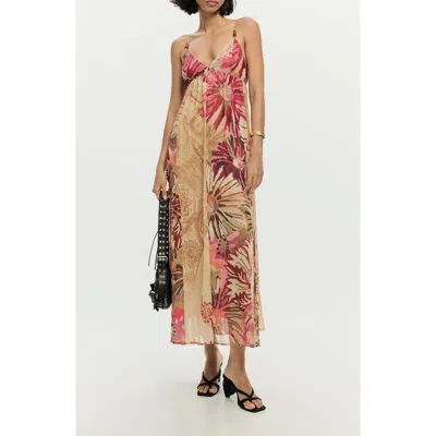 Desigual Beaded Sleeveless Midi Dress In Multi