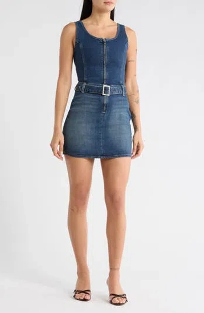 Desigual Belted Denim Minidress In Blue