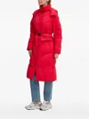 Desigual Belted Puffer Jacket In Red