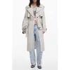 Desigual Belted Trench Coat In Gray