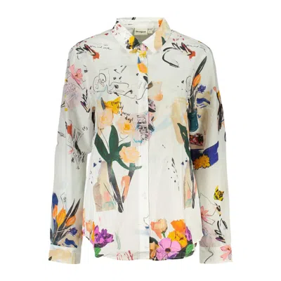 Desigual Bianco Cotton Women Shirt In Multi