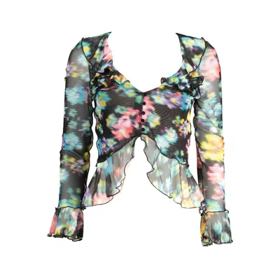 DESIGUAL BLACK AND MULTICOLOR POLYESTER SHIRT