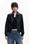 Desigual Faux Leather Biker Jacket In Black