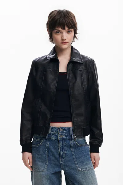 Desigual Biker Jacket In Black