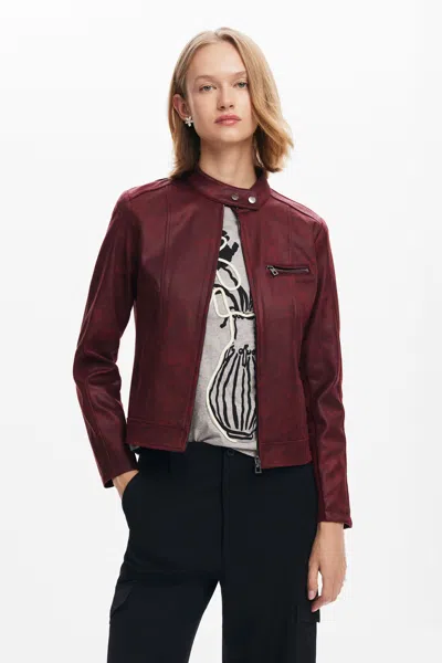 Desigual Biker Jacket In Red