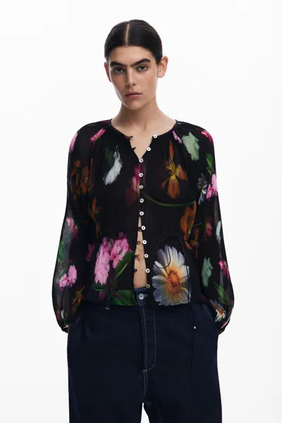 Desigual 花柄ブラウス In Black