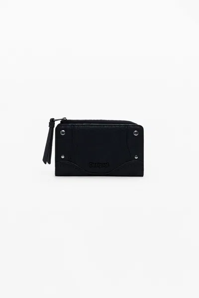 Desigual スタッズ付き刺繍中型財布 In Black