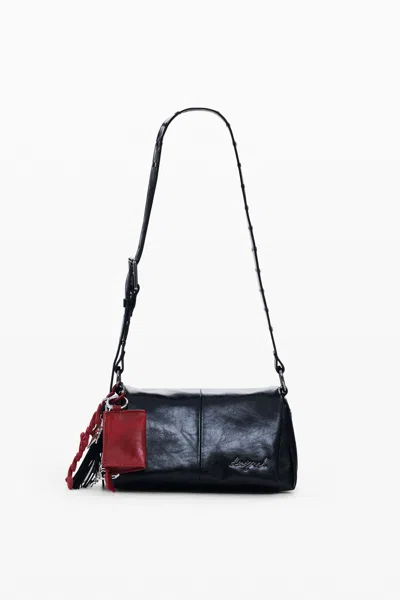 Desigual 小さな光沢のあるショルダーバッグ In Black