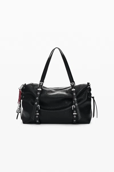 Desigual Large Shopping Bag In Black