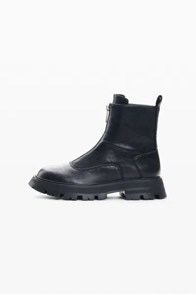 Desigual Heel Boots Leather Effect In Black