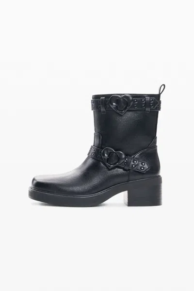 Desigual Buckle Boots Faux Leather Effect In Black