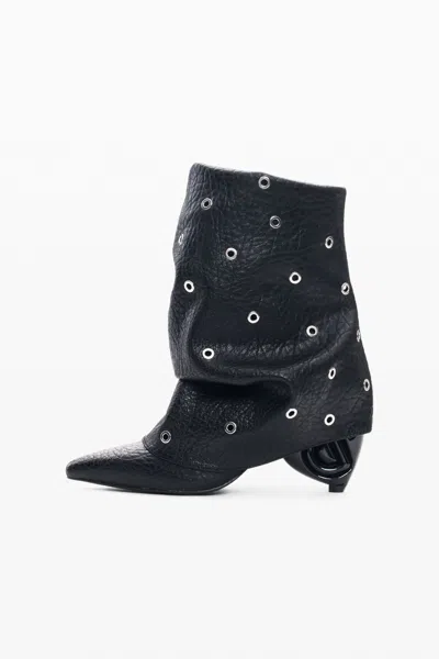 Desigual Heeled Boots Leather Effect In Black