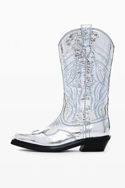 Desigual Metallic Cowboy Boot In Black