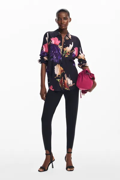 Desigual Floral Print Shirt In Black