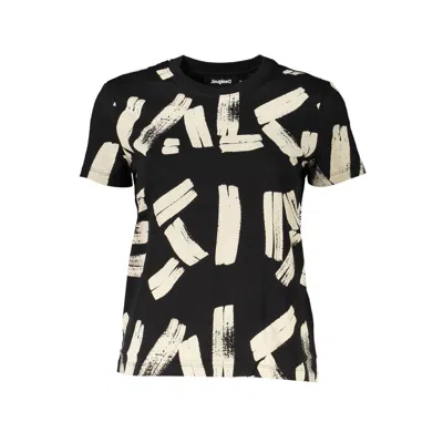 Desigual Black Cotton T-shirt In Multi