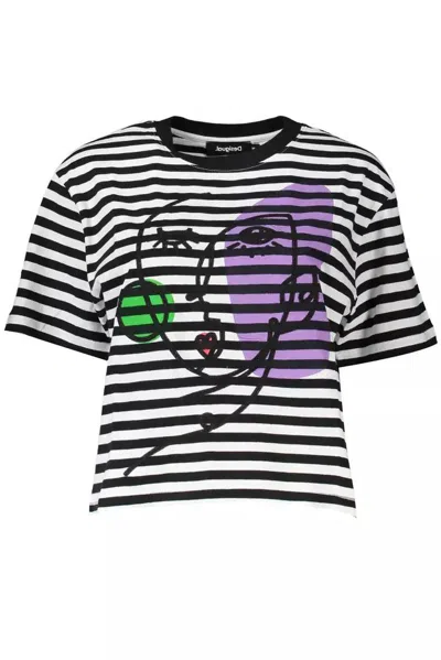 Desigual Chic Embroide Cotton Tee With Logo Women's Detail In Black