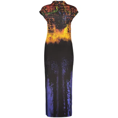 Desigual Black Elastane Casual Dress In Multi