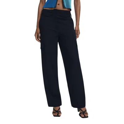 Desigual Black Polyester Casual Pants In Blue