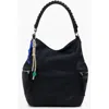Desigual Big Faux Suede Convertible Backpack In Black