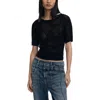 Desigual Openwork Knit T-shirt In Black
