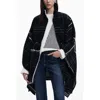 Desigual Black Wool Women Poncho In Black