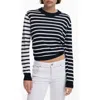 Desigual Blocked Stripe Crewneck Sweater In Black
