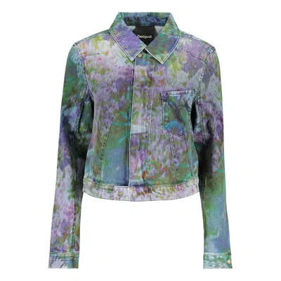 Desigual Blu Cotton Woman Jacket In Multi