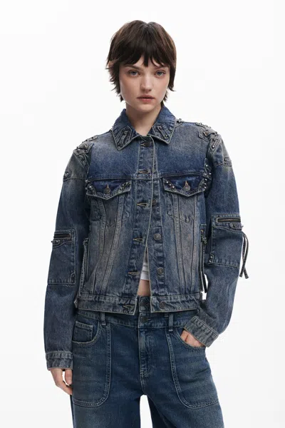 Desigual スタッズ付きデニムジャケット In Blue