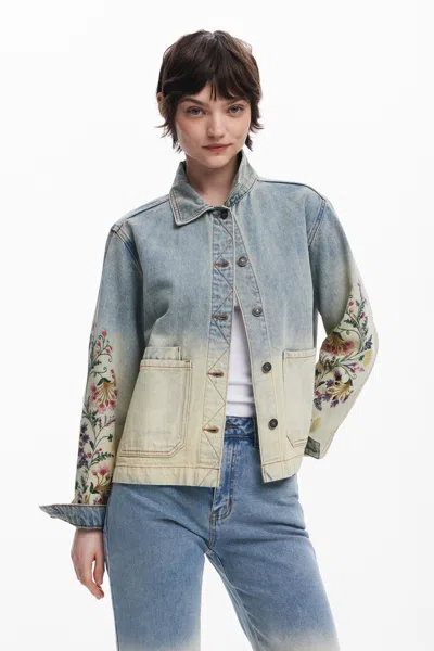 Desigual フラワーデニムジャケット In Blue