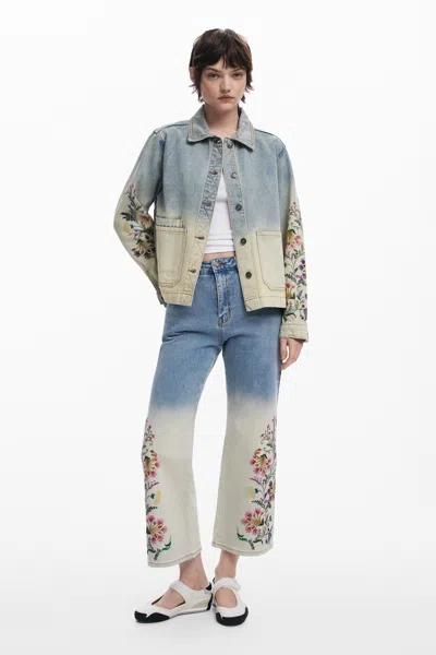 Desigual Women's Floral Culotte Jeans In Blue