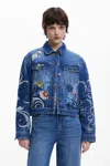 Desigual 刺繍入りデニムジャケット In Blue