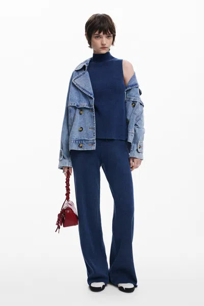 Desigual リブ編みパンツ In Blue