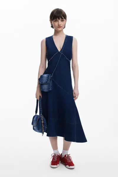 Desigual アシンメトリーなデニムミディワンピース In Blue