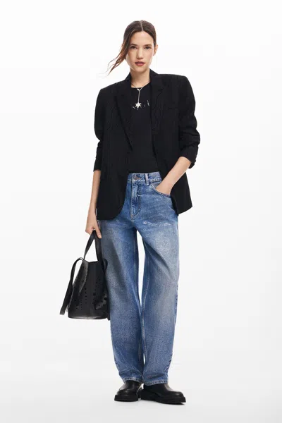 Desigual Balloon Denim Jeans In Blue
