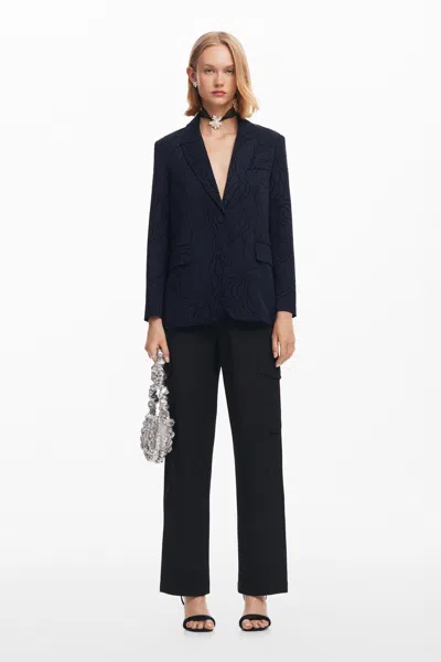 Desigual Laser-cut Blazer In Blue