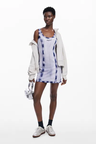 Desigual Washed Effect Knit Dress In Blue