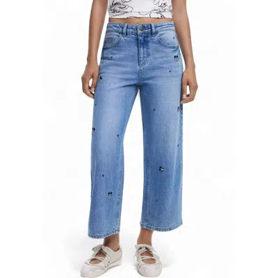 Desigual Blue Cotton Bootcut Jeans