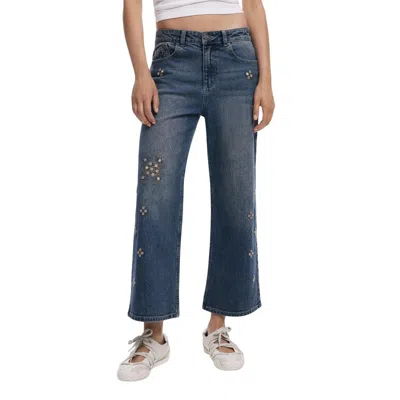 Desigual Blue Cotton Bootcut Jeans