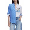 Desigual Colorblock Stripe Cotton Button-up Shirt In Multi