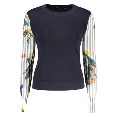 Desigual Blue Wool Sweatshirt In Black
