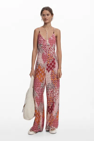 Desigual Boho Jumpsuit In Red