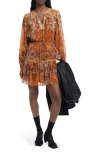 Desigual Boho Paisley Long Sleeve Dress In Brown