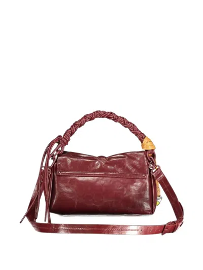 Desigual Bow-detail Braided-handle Tote Bag In Burgundy