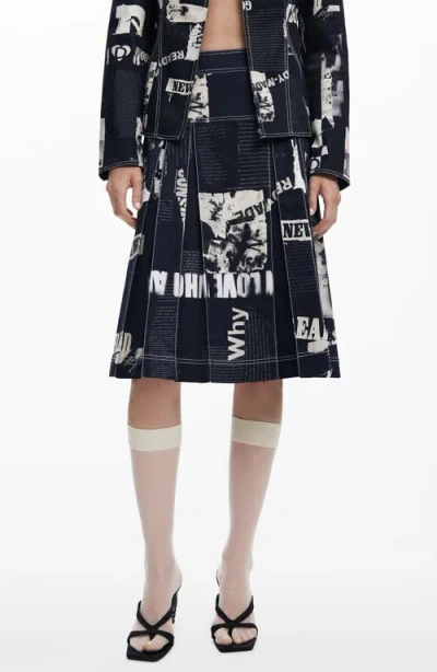 DESIGUAL DESIGUAL BOX PLEAT PATCHWORK SKIRT
