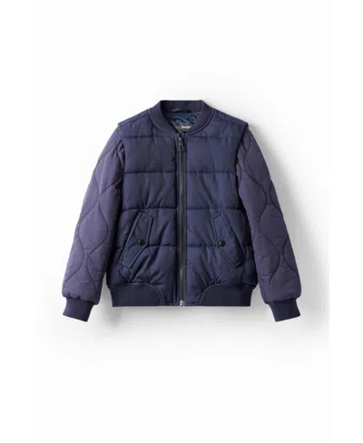 Desigual Kids' Boys's Quilted Bomber Jacket In Blue