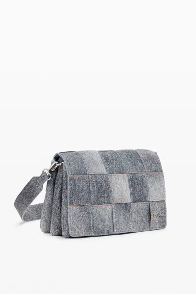 Desigual Braided Denim Effect Bag In Blue