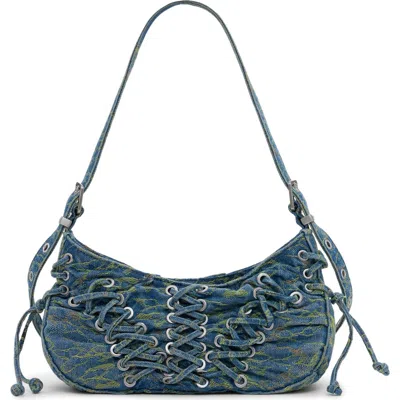 Desigual Braided Denim Shoulder Bag In Blue