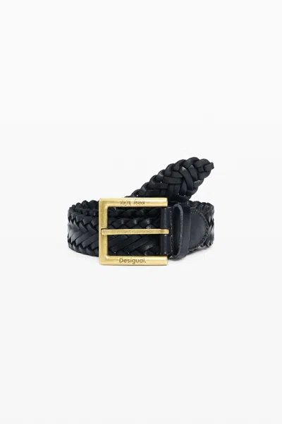Desigual Braided Leather Belt Masha Popova In Black